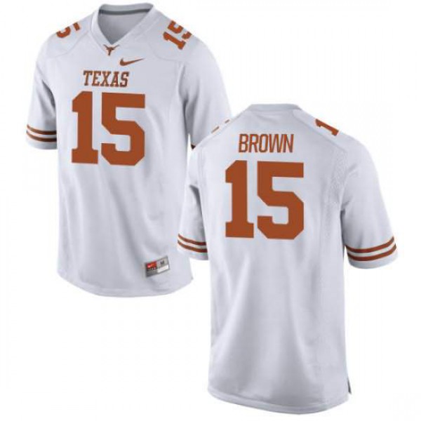 Youth Texas Longhorns #15 Chris Brown Authentic Stitch Jersey White